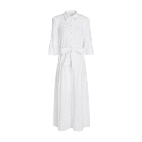 DVF Broderie Cotton Midi Shirt Dress
