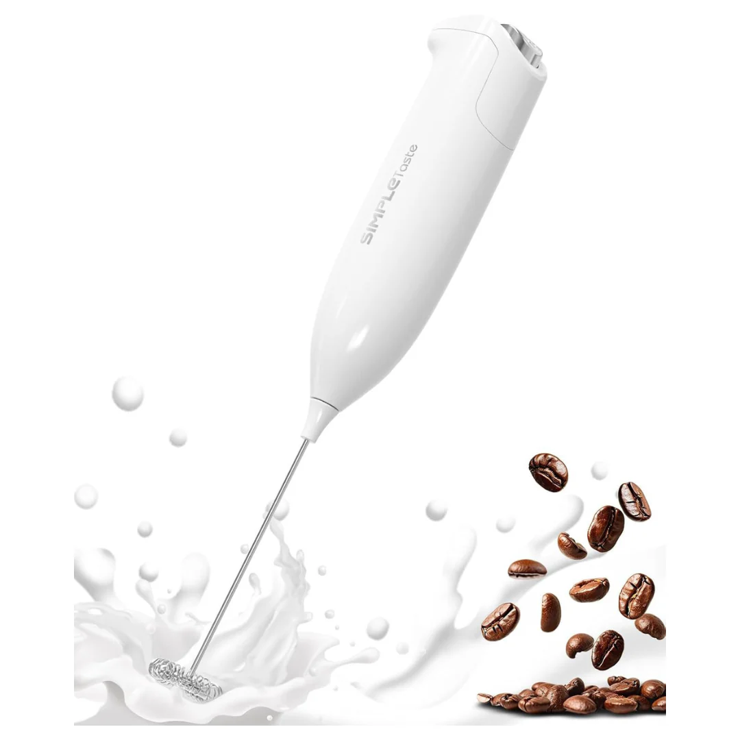 Electric Foam Handheld Milk Frother W/ Stainless Steel Whisk
