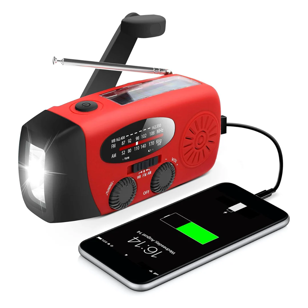 Emergency Hand Portable Crank Radio With LED Flashlight