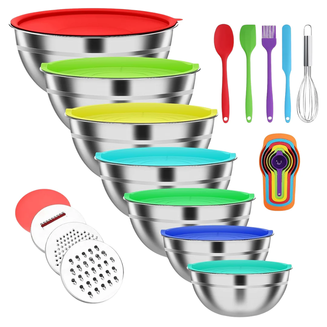 ENVTEK Stainless Steel Mixing Bowl With Lids Set