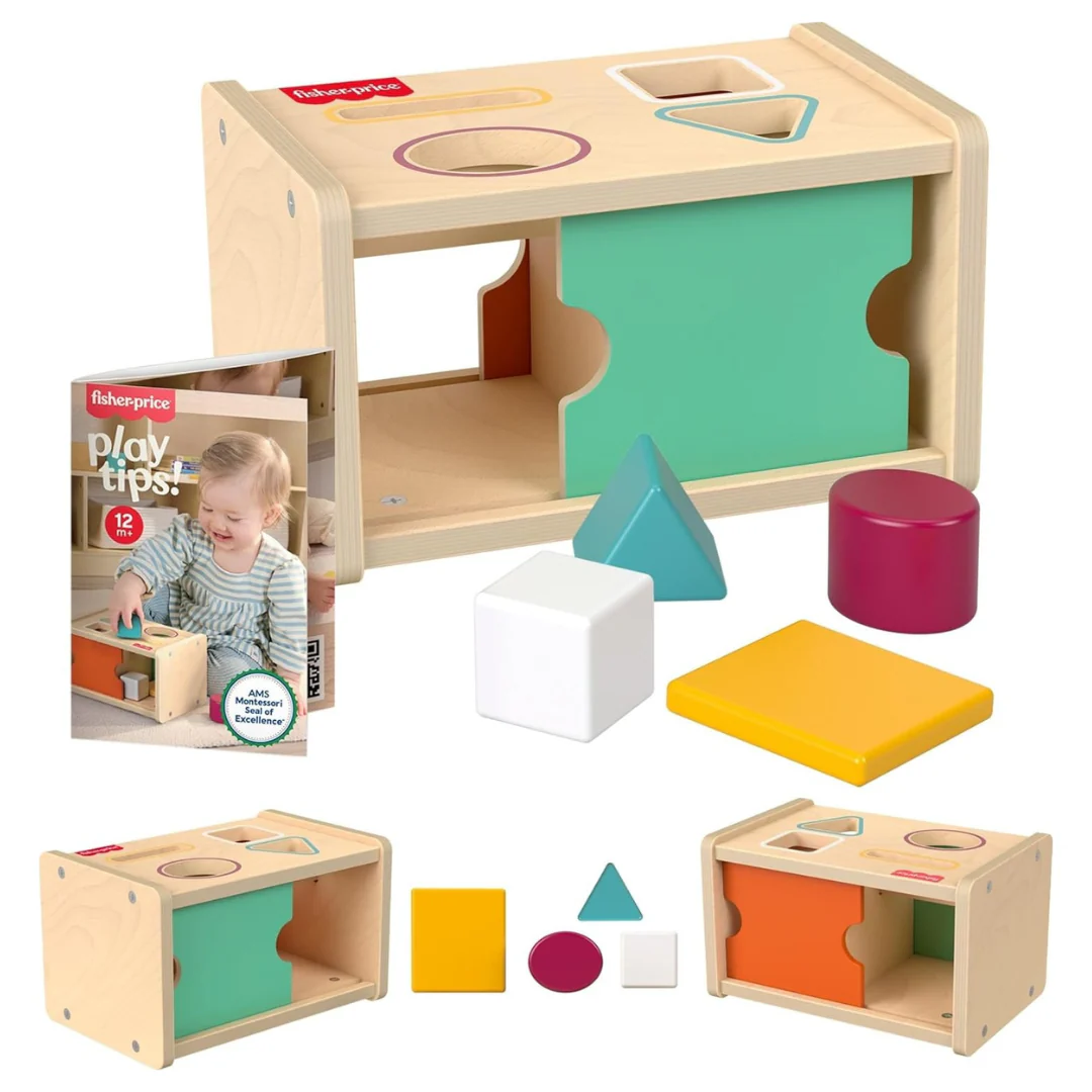 Fisher-Price Wood Montessori Toy Object Permanence Box Sort & Find