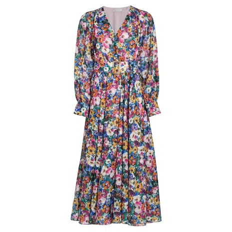 Floral Tie-Waist Midi Dress