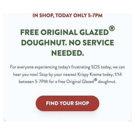 Free Krispy Kreme Glazed Doughnut (Ends 7 PM)