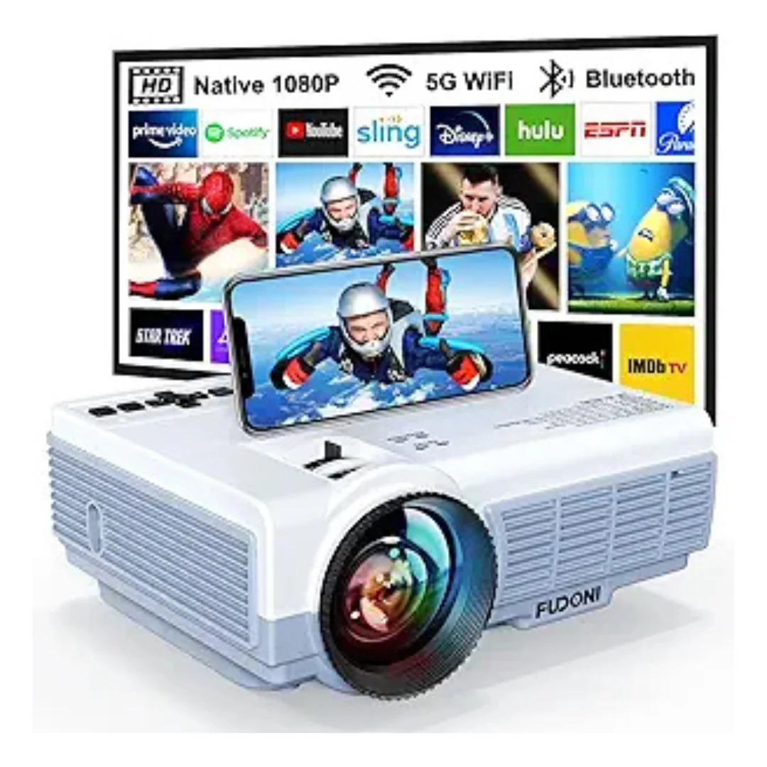 Fudoni Upgrade Native 1080P 4K Support 14000-Lumens Portable Video Projector