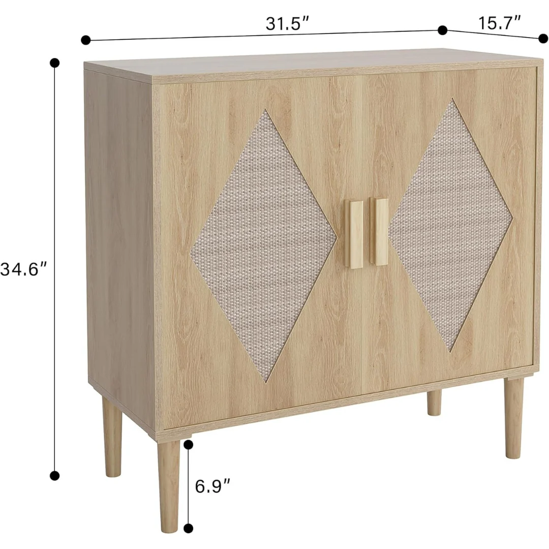 GarveeTech Modern Rattan Buffet Cabinet with 2 Doors