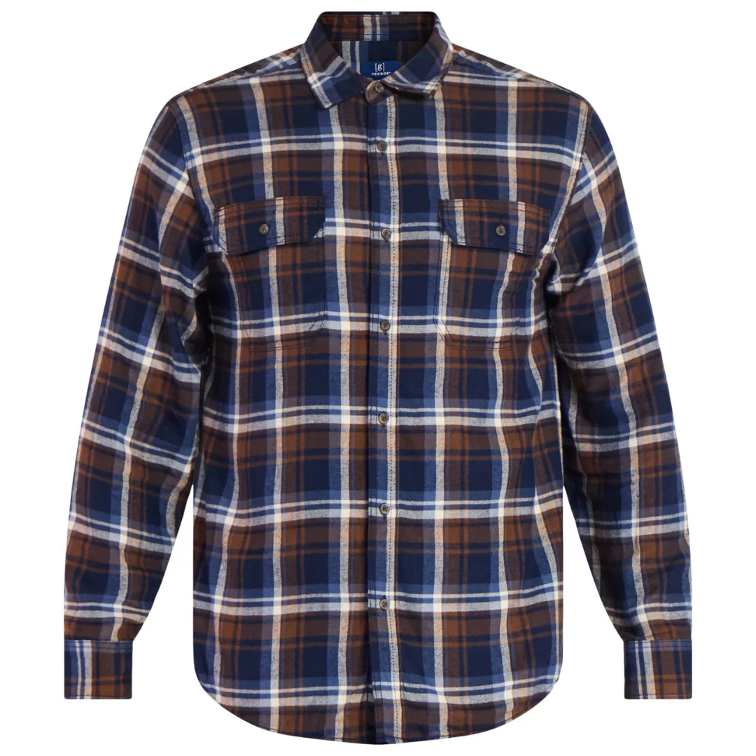 George Men's and Big Men's Double Pocket Flannel Shirt