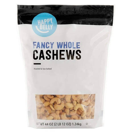 Happy Belly Roasted and Sea Salted Fancy Whole Cashews (2lbs)