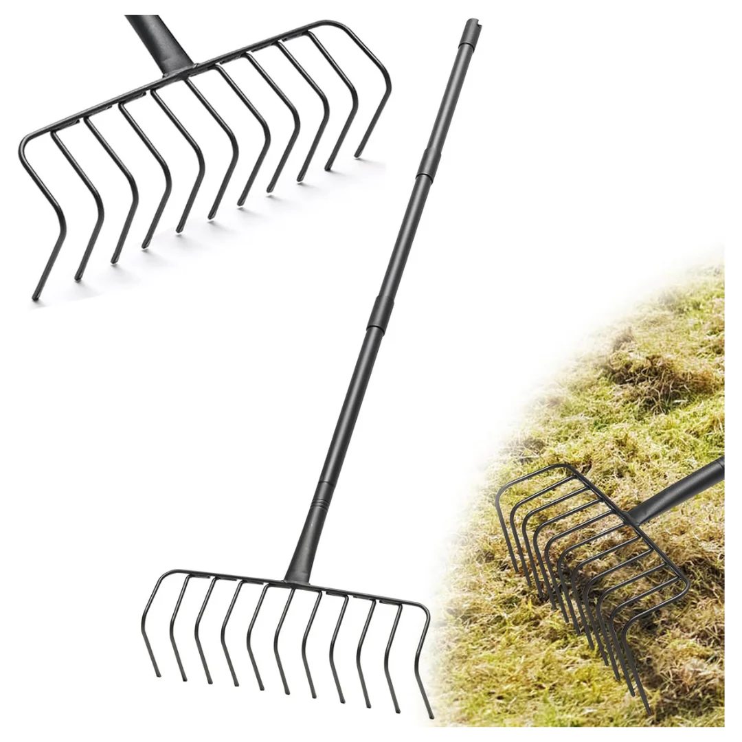 Heavy Duty 11 Tines Metal Thatch Rake