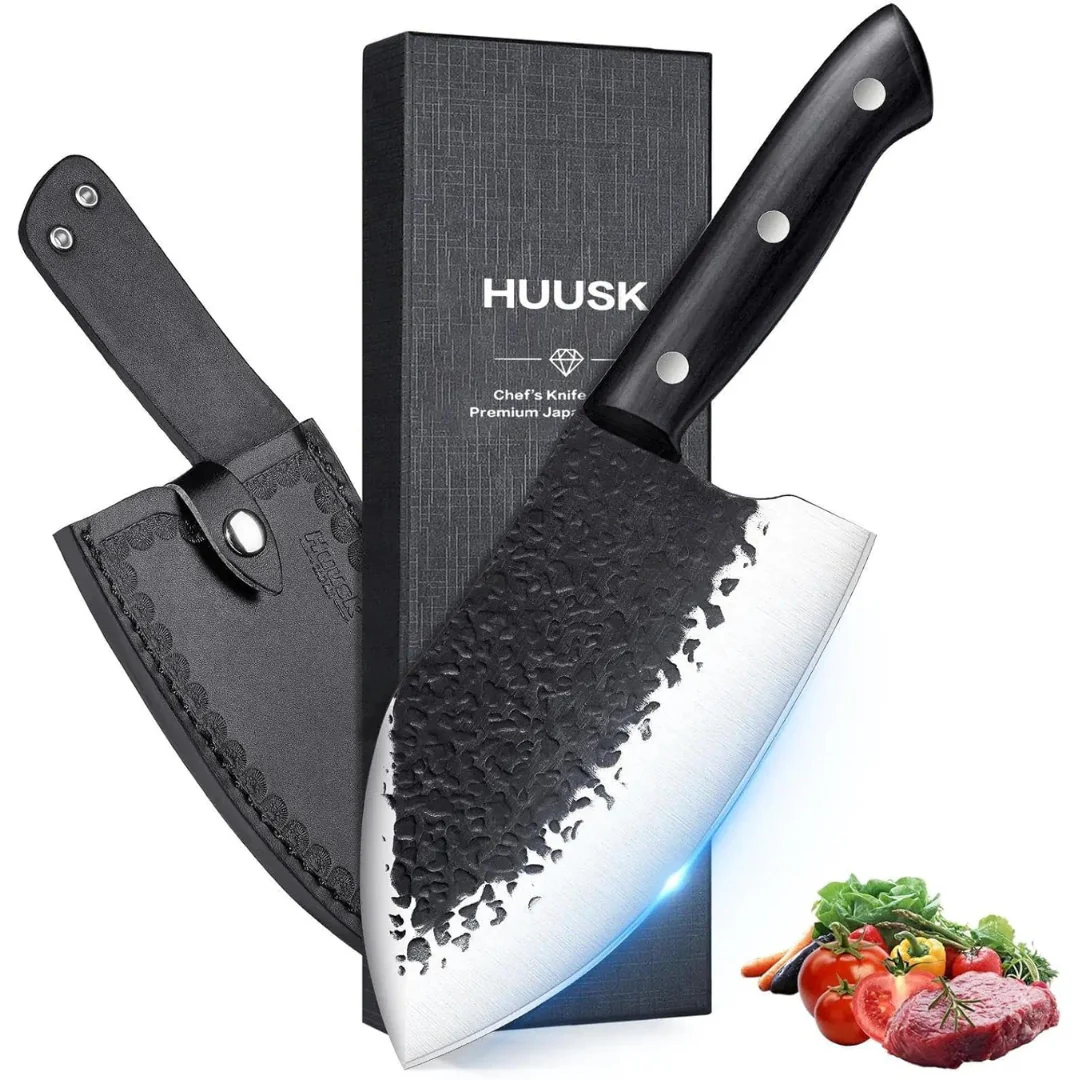 Huusk 7.2" Hand Forged Butcher Knife with Sheath