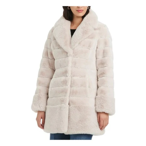 Jones New York Women's Faux Fur Notched-Collar Coat