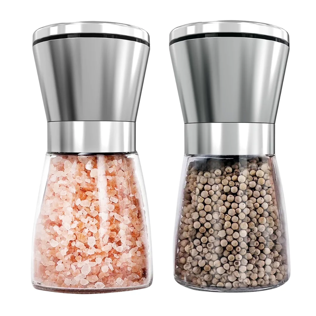 Kusmil Premium Stainless Steel Sea Salt And Black Peppercorn Mill Set