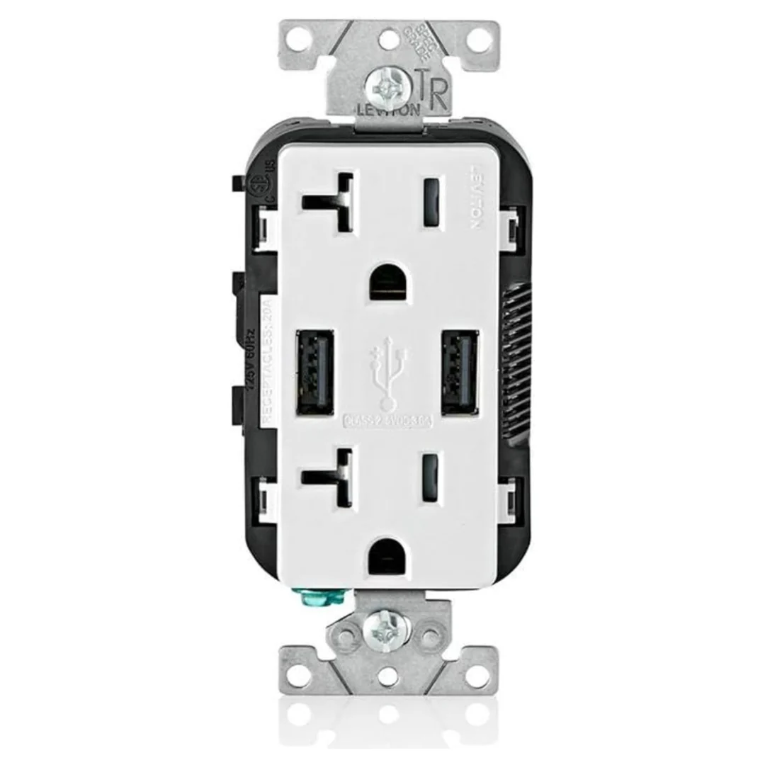 Leviton USB In-Wall Charger Wth 20A Tamper-Resistant Outlet (T5832-W)