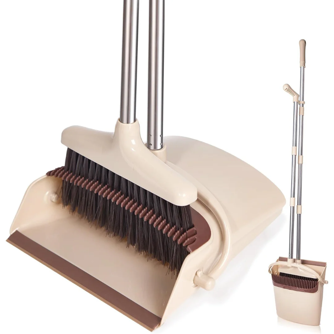 Light Weight Stainless Steel Broom & Dustpan Set w/ Long Handle