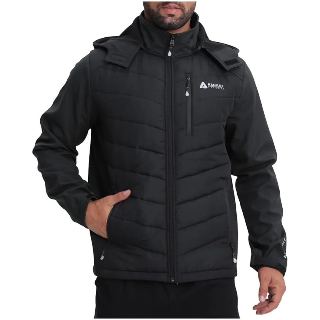 Lololeneon Men's Insulated Hooded Active Softshell Jacket