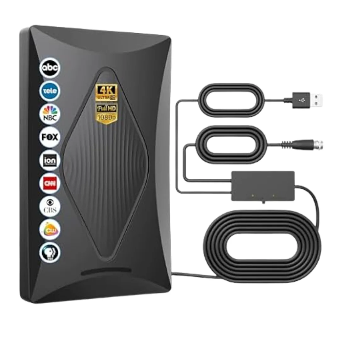 Long Range Amplified Digital TV Antenna W/ USB Powered Signal Booster