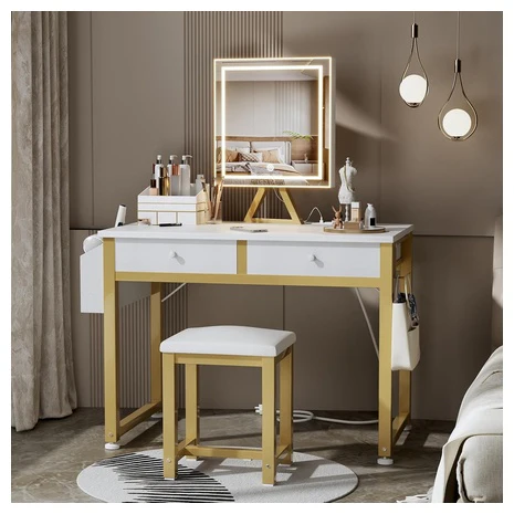Makeup Vanity Set with Mirror and Lights