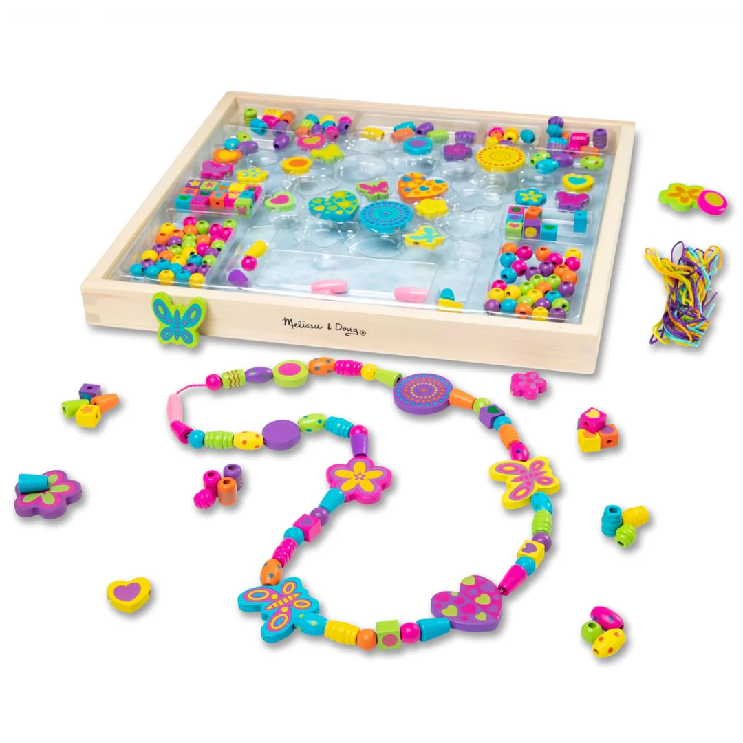 Melissa & Doug Deluxe Wooden Jewelry Making Kit With 220+ Beads & Cords