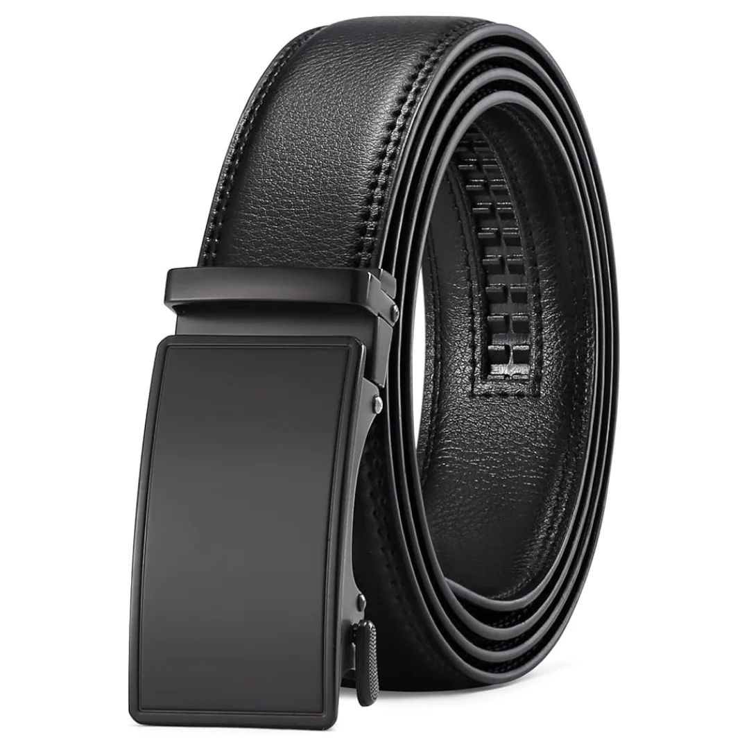 Men's Automatic Ratchet Buckle Slide Leather Belt (32" To 46")