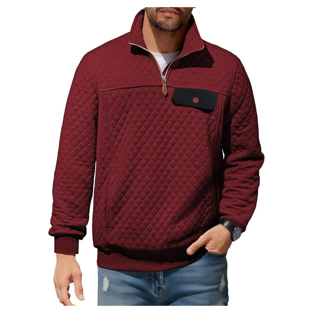 Men's Casual Heavyweight Stand Collar Quilted Sweatshirt (Various)