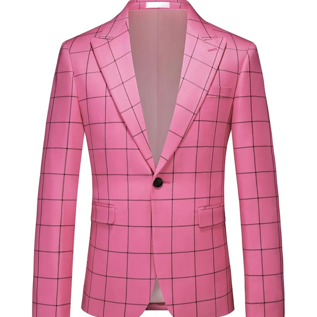 Men's Casual Lightweight Checkered Plaid Sport Coat