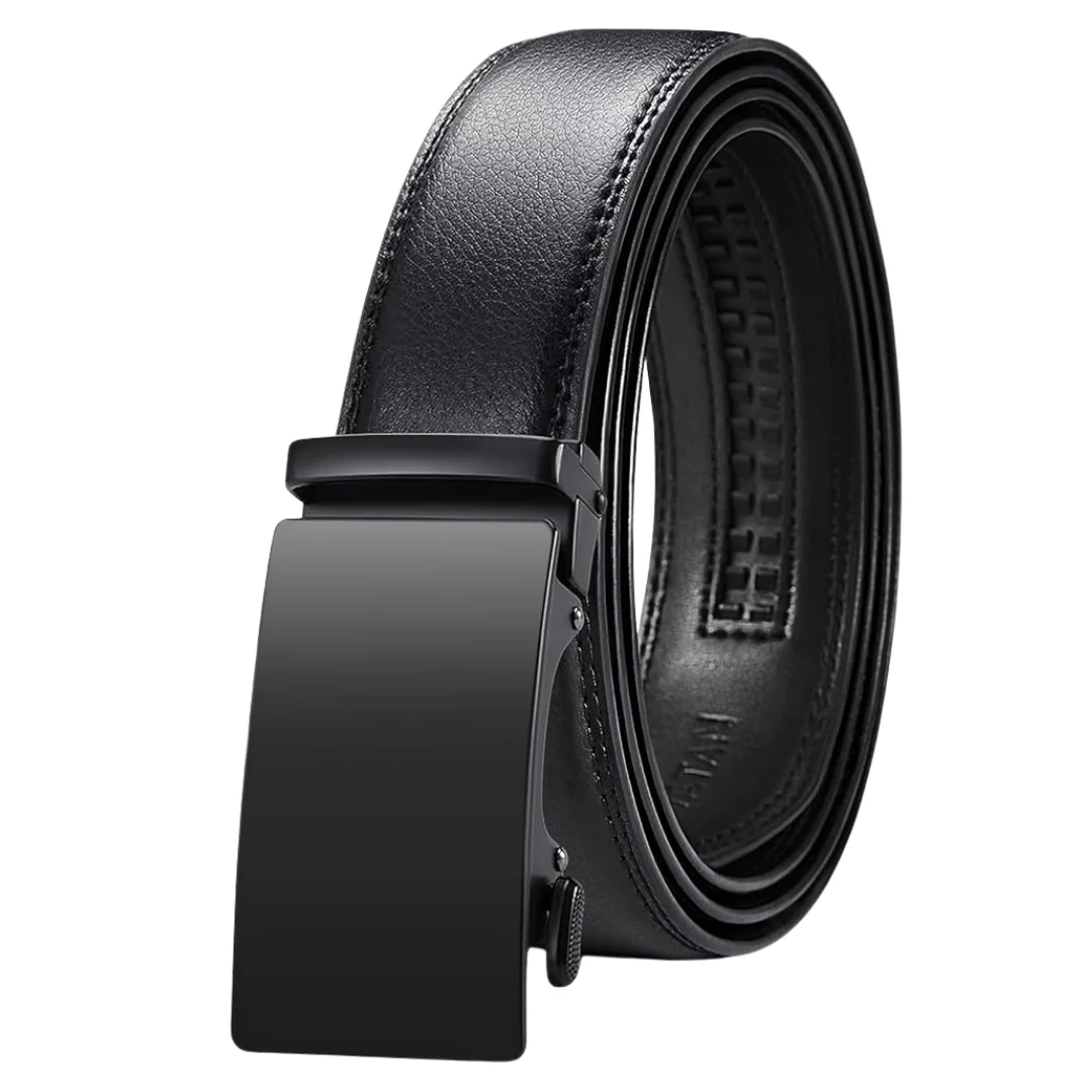 Men's Leather Ratchet Belt W/ Adjustable Buckle (32" To 38")