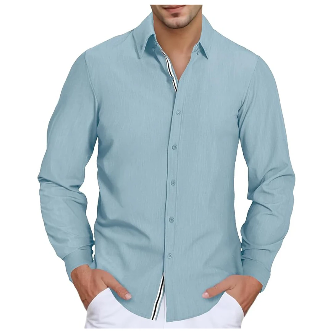Men's Long Sleeve Casual Stretch Denim Dress Shirt (Various)