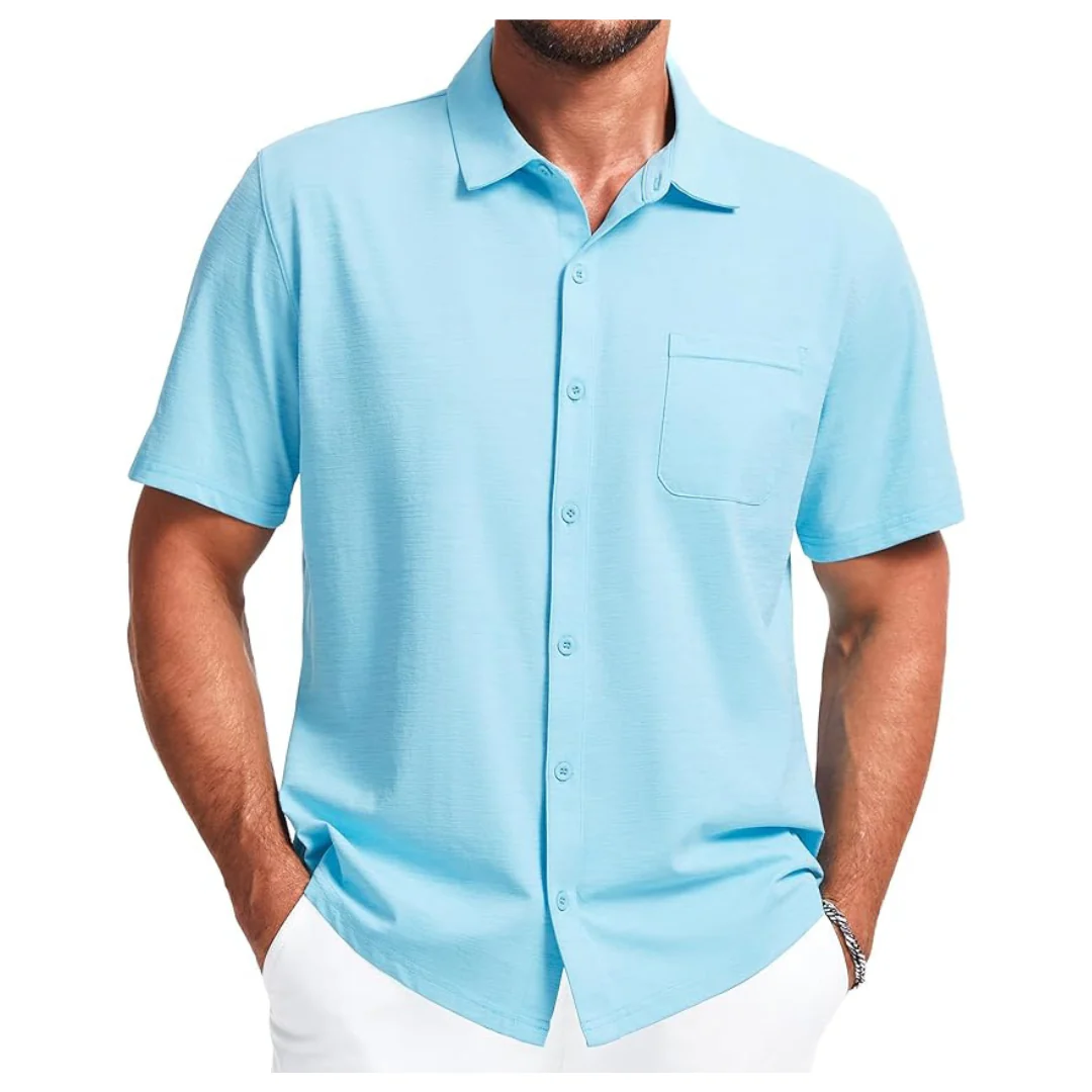 Men's Short Sleeve Casual Button Down Dress Shirts