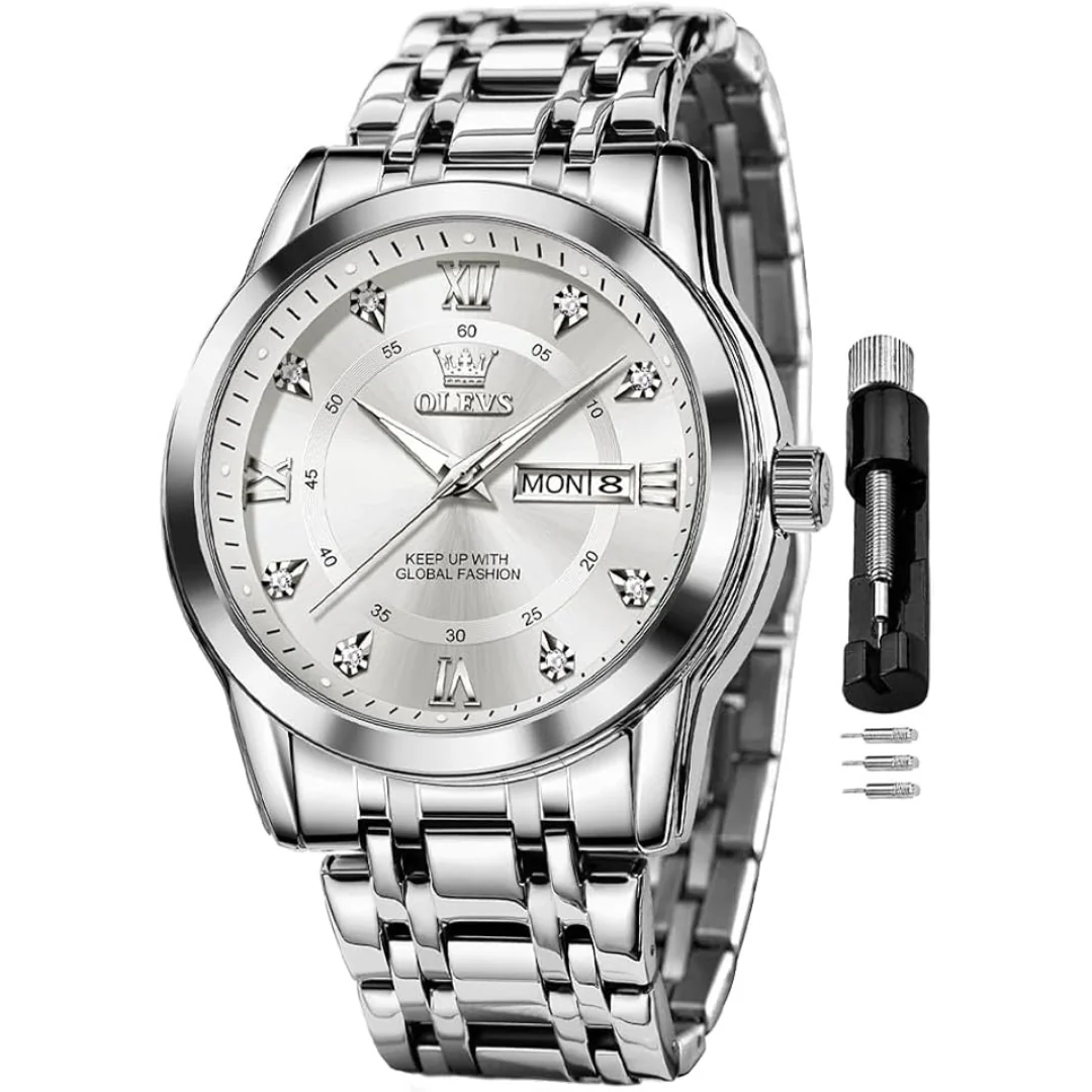 Men's Waterproof Analog Quartz Watch W/ Diamond Dial & Date Display (Various)