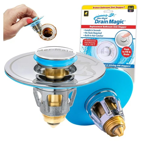 Mer-Maid Drain Magic Bathroom Sink Stopper & Hair Catcher