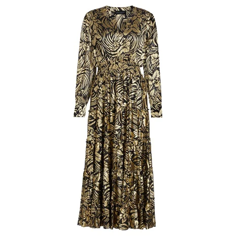 Metallic Burnout Midi Dress