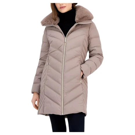 Michael Kors Women's Faux Fur Trim Hooded Puffer Coat