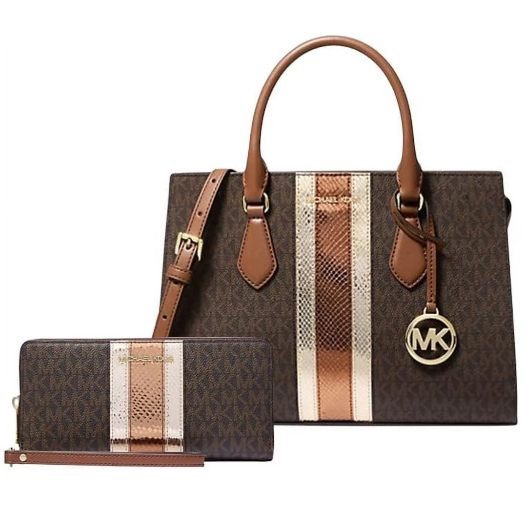 Michael Kors Women's Signature Logo Satchel w/ Continental Wallet