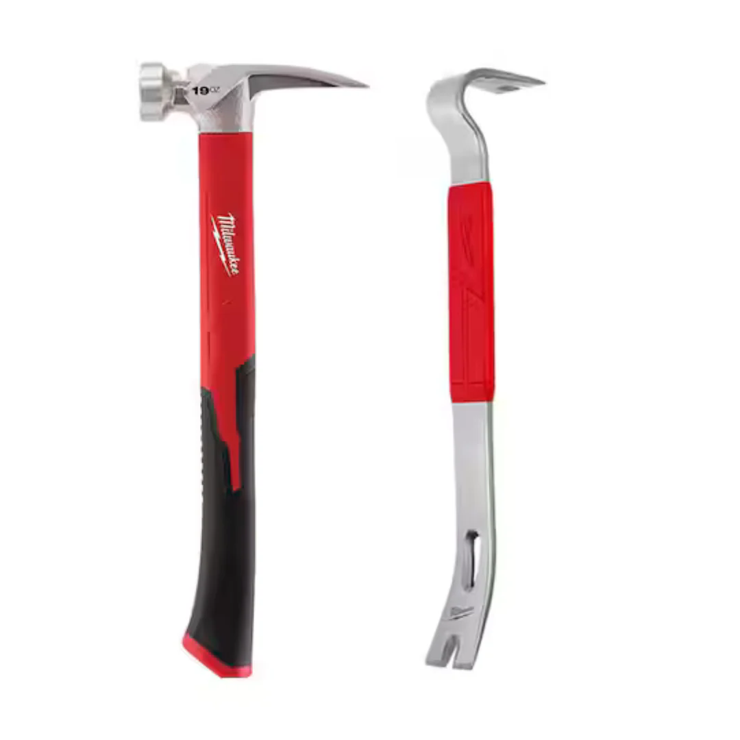 Milwaukee 19oz Smooth Face Poly/Fiberglass Handle Hammer With 15" Pry Bar