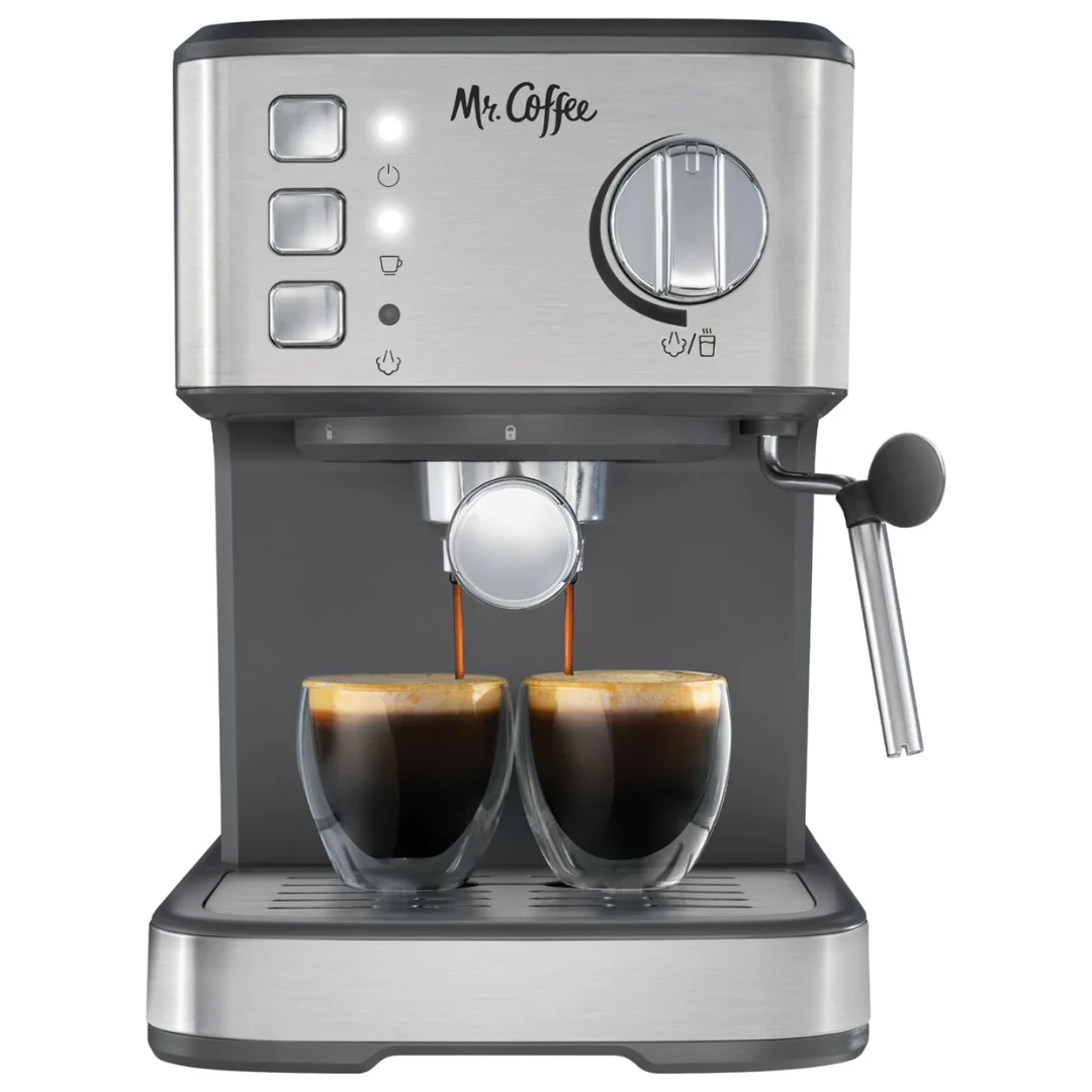 Mr. Coffee Compact Espresso Maker, Espresso Machine With Steam Wand