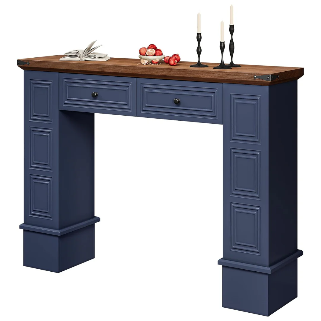 Narrow Long Farmhouse Console Sofa Table With Storage