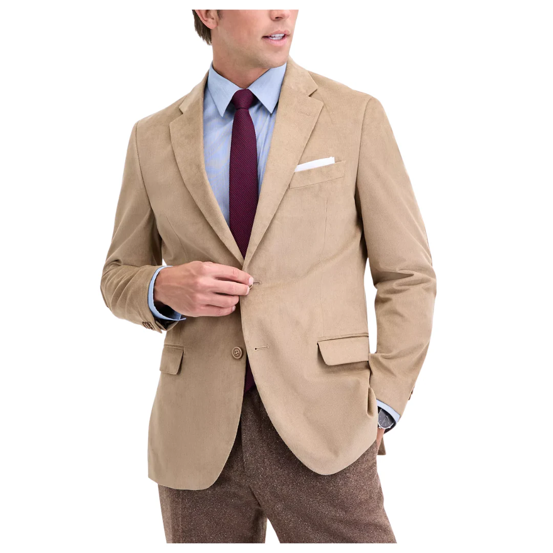 Nautica Men's Modern-Fit Solid Stretch Corduroy Elbow Patch Sport Coat