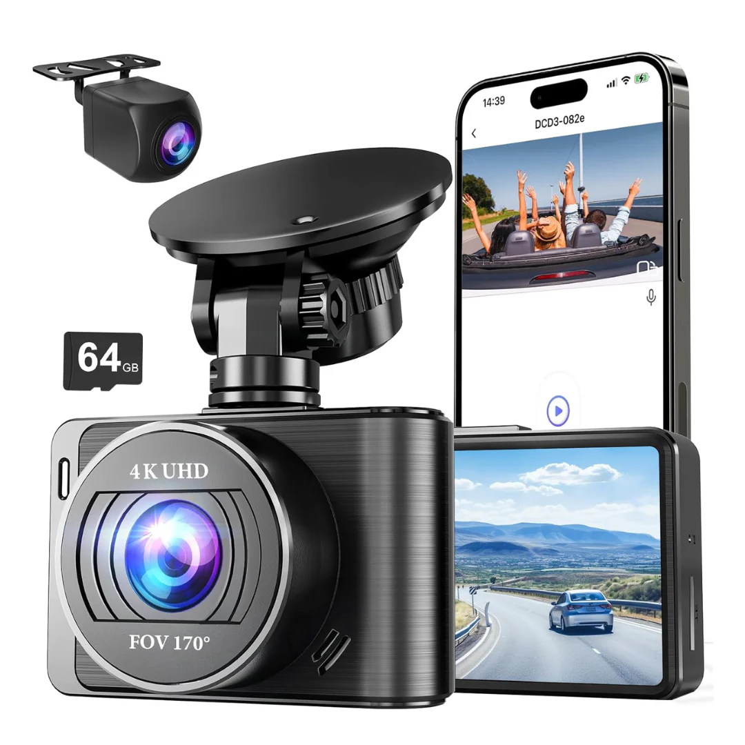 Nezion 4K/1080p Full HD 2.0" IPS Screen Dash Camera With 64GB SD Card