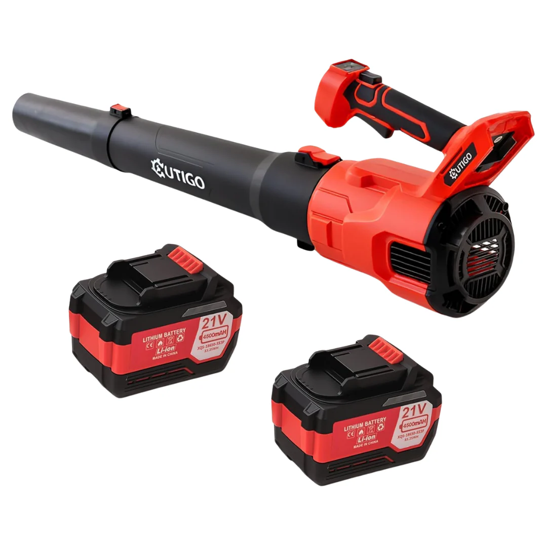 Outigo Cordless Leaf Blower With 21V Power 2 Batteries And Dual Tubes