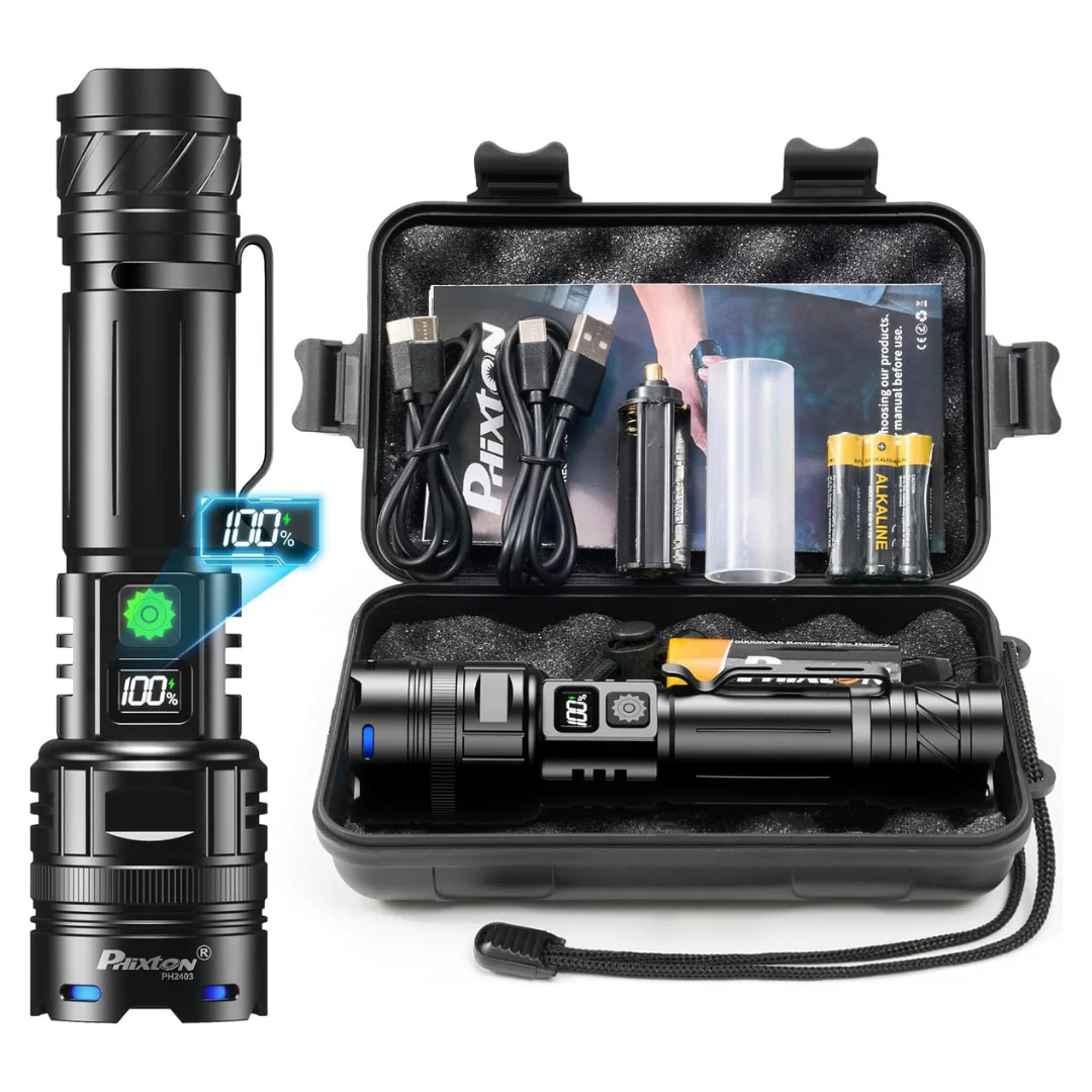 Phixtonus 10000 High Lumens Rechargeable Flashlight