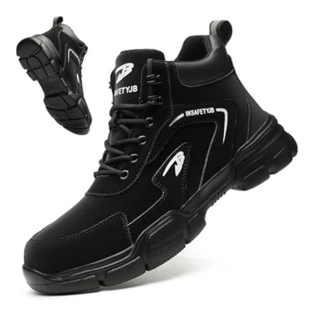 PJZHJ Boots Men's Slip Resistant Safety Steel Toe Shoes