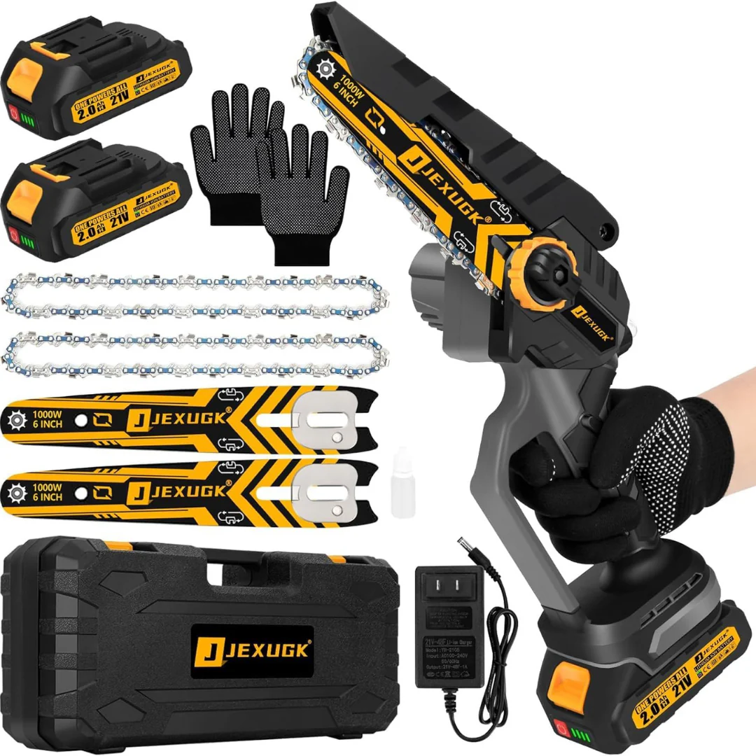 Portable Cordless 6" Mini Chainsaw with 2 x 2.0Ah Battery