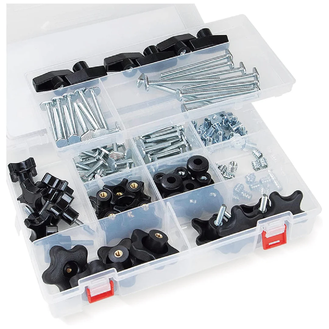 Powertec 71127 128 Piece Set T Track Knob Kit W/ 5 Star Knob