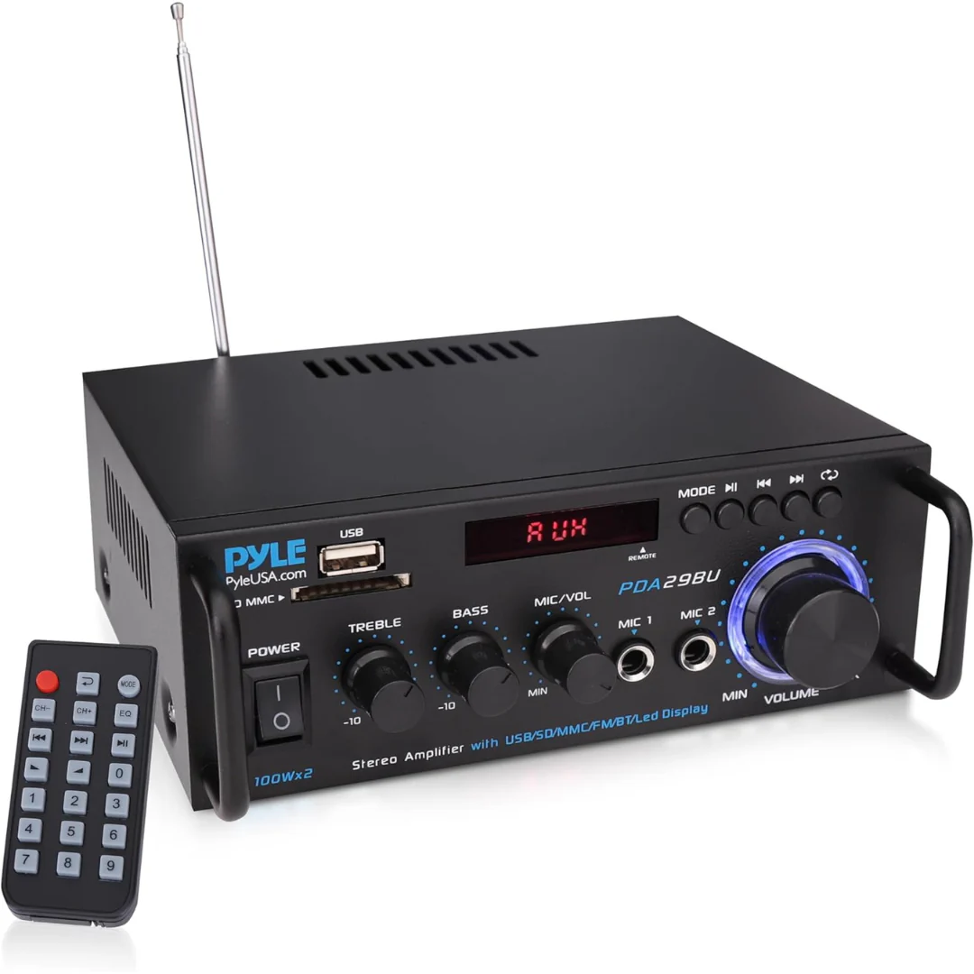 Pyle 200 W Stereo Power Amplifier w/ Dual Channel Audio Stereo Receiver
