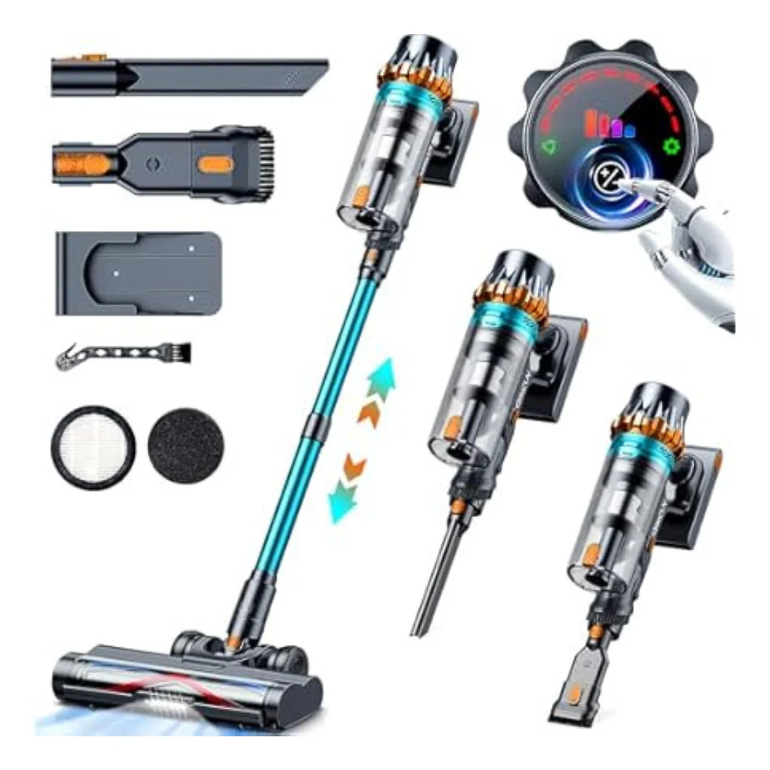 QikCln 450W 45Kpa Cordless Vacuum Cleaner With LED Headlights