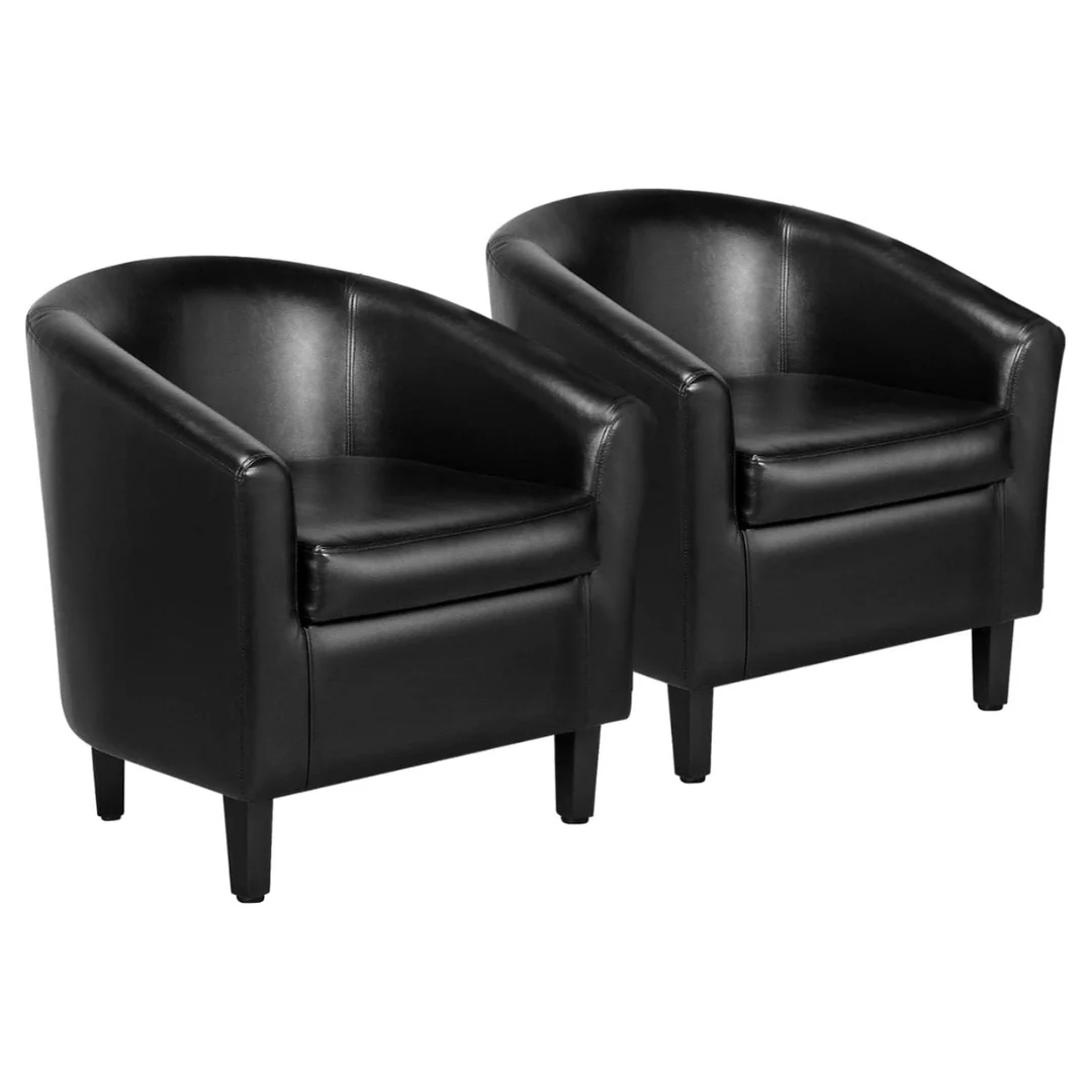 Renwick Set Of 2 Faux Leather Barrel Chairs