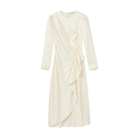 Ruffled Satin-Effect Dress