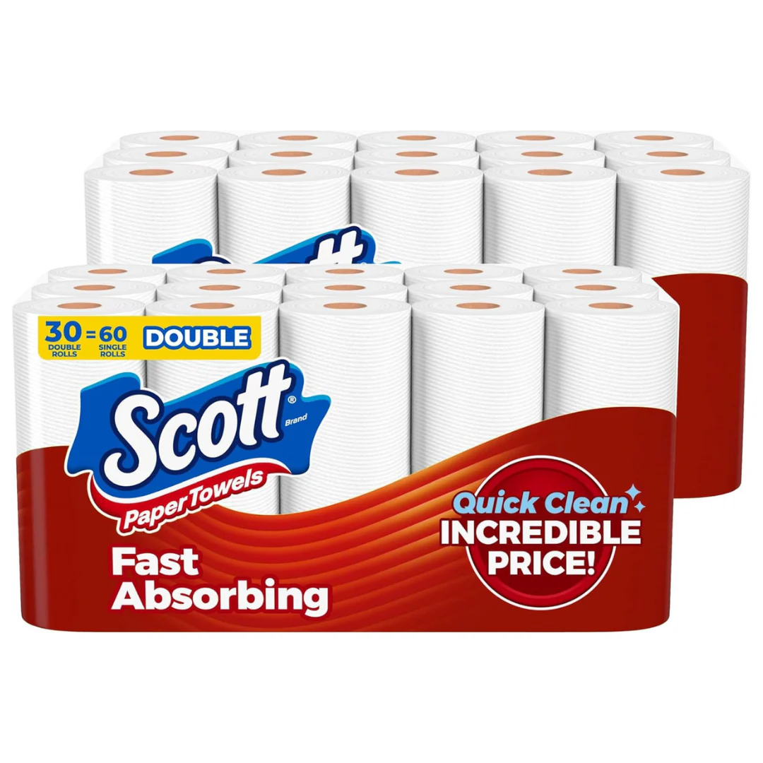 Scott 30 Double Rolls = 60 Regular Rolls Paper Towels (108 Sheets Per Roll)