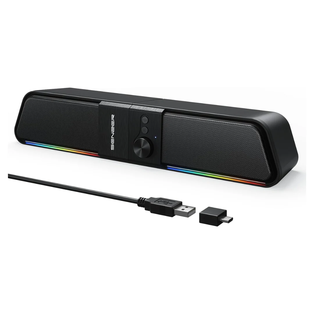 Senzer 2-In-1 10W Bluetooth Computer Speakers W/ RGB Light