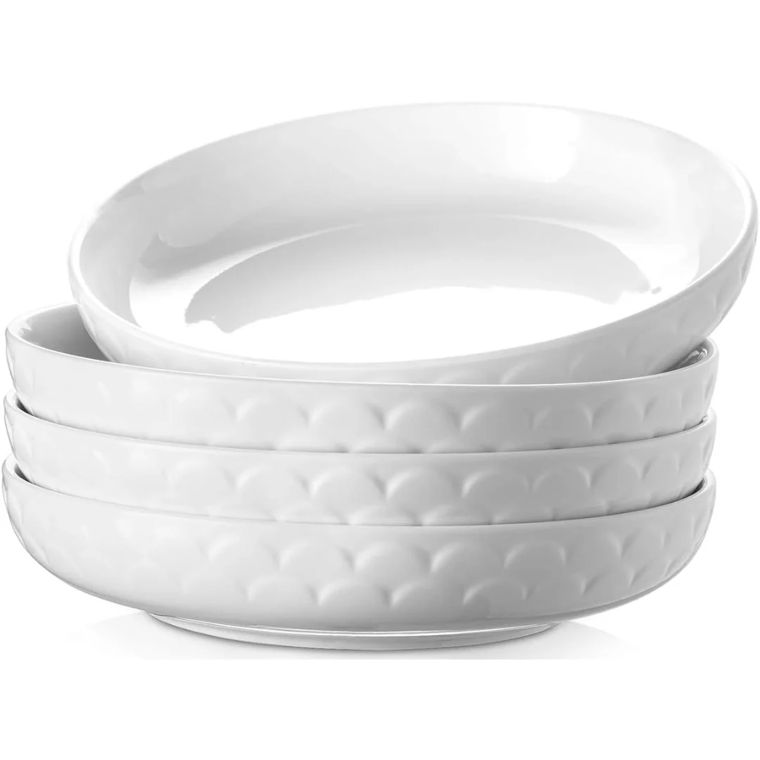 Set Of 4 Dowan 54oz Large Ceramic Salad & Soup Bowls