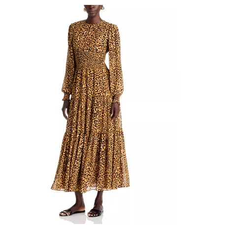 Smocked Leopard Maxi Dress
